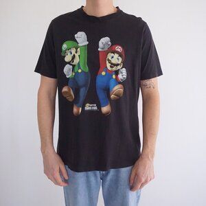 Vintage '90s Novel Teez Super Mario Brothers Mario Luigi Black Cotton T-Shirt L